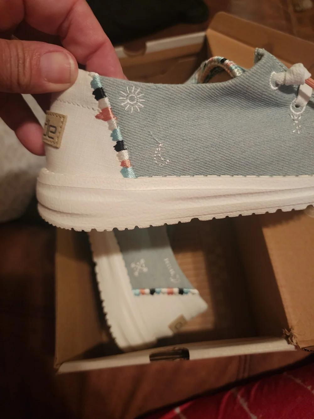 Hey Dude Light Blue Canvas Slip-On Athletic Shoes